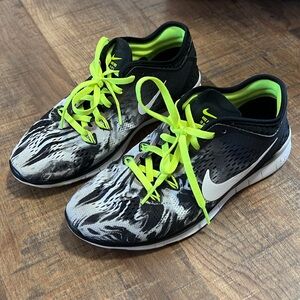 Nike Black and White Sneakers with Neon Accents